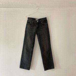 ZARA The Indie Pant Low-Rise Straight Fit Black Crop Jeans